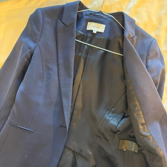 REISS Navy Blue Textured Single-Breasted Blazer (UK 10 / US 6) - Picture 3 of 8
